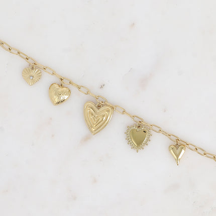 Bracelet Kaeri - multi breloques coeurs