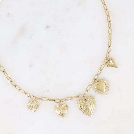 Collier Kaeri - multi breloques coeurs