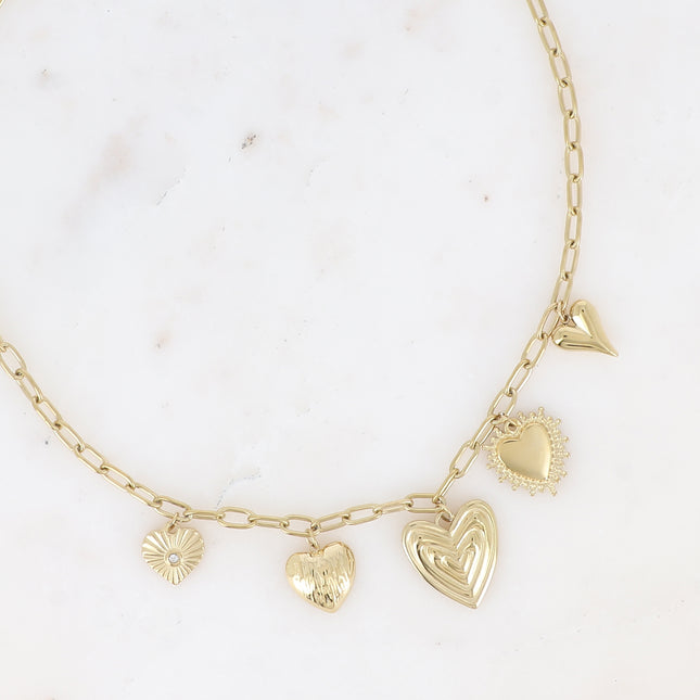 Kaeri Necklace - Multi-Charm Heart Necklace