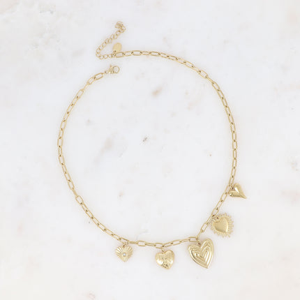 Collier Kaeri - multi breloques coeurs