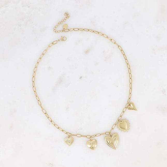 Kaeri Necklace - Multi-Charm Heart Necklace