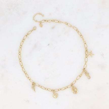 Collier - multi breloques de la mer (hippocampe, coquillages)