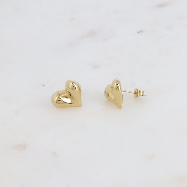 Stud earrings - domed heart