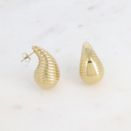 Boucles puces - goutte effet strié 17x31mm