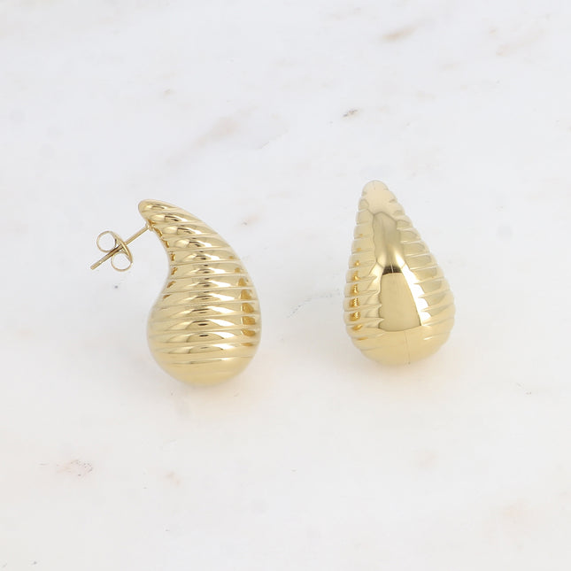 Boucles puces - goutte effet strié 17x31mm