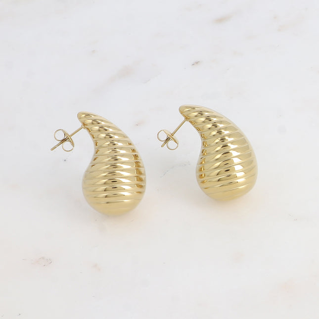 Boucles puces - goutte effet strié 17x31mm