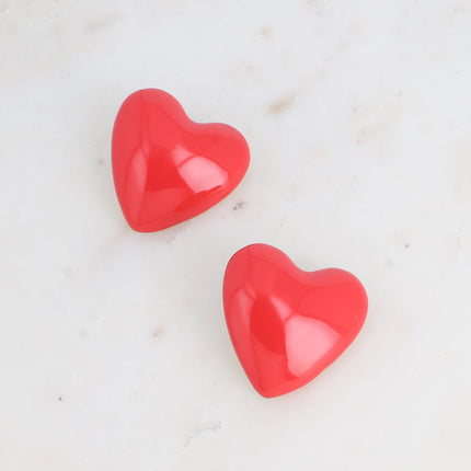 Boucles puces - grand coeur en émail