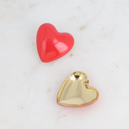 Boucles puces - grand coeur en émail