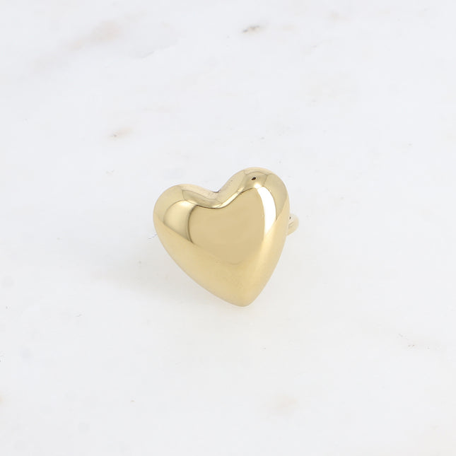 Ring - thin band and large smooth and mirrored heart