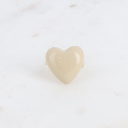 Bague - anneau fin et grand coeur en émail