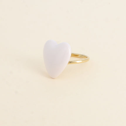 Bague - anneau fin et grand coeur en émail