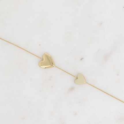 Bracelet - double coeur lisse miroir et en émail