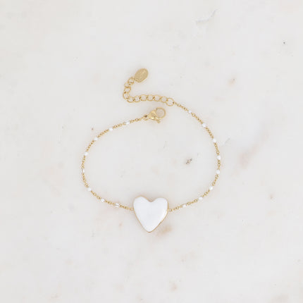 Bracelet Valia - chaîne émaillée et pendentif coeur en émail