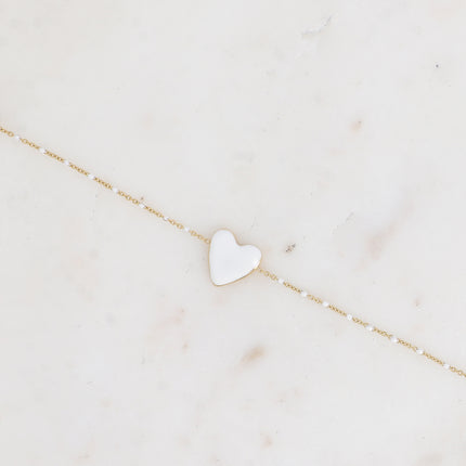 Bracelet Valia - chaîne émaillée et pendentif coeur en émail