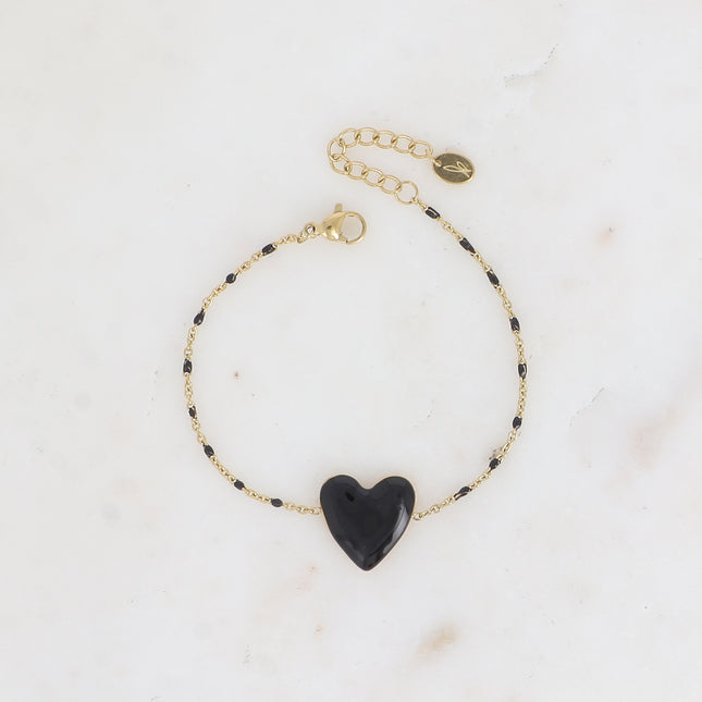 Bracelet Valia - chaîne émaillée et pendentif coeur en émail