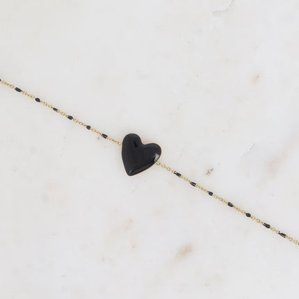 Bracelet Valia - chaîne émaillée et pendentif coeur en émail