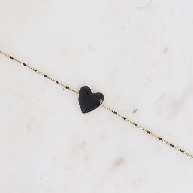 Bracelet Valia - chaîne émaillée et pendentif coeur en émail