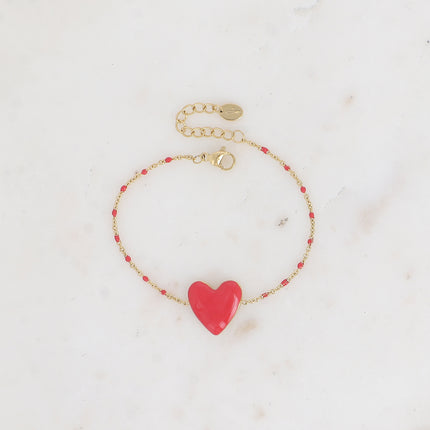 Bracelet Valia - chaîne émaillée et pendentif coeur en émail