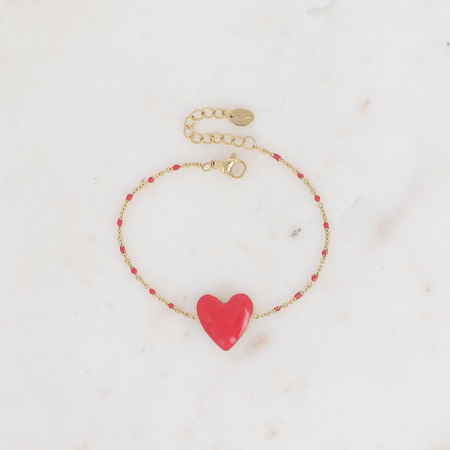 Valia Bracelet - enameled chain and enameled heart pendant