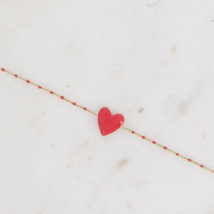 Bracelet Valia - chaîne émaillée et pendentif coeur en émail