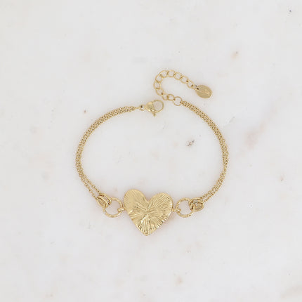 Bracelet - gros coeur aux lignes gravées