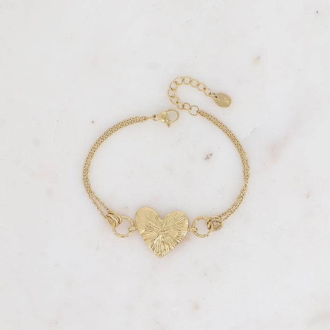 Bracelet - gros coeur aux lignes gravées