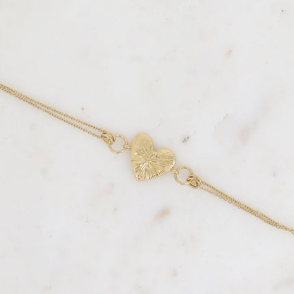 Bracelet - gros coeur aux lignes gravées