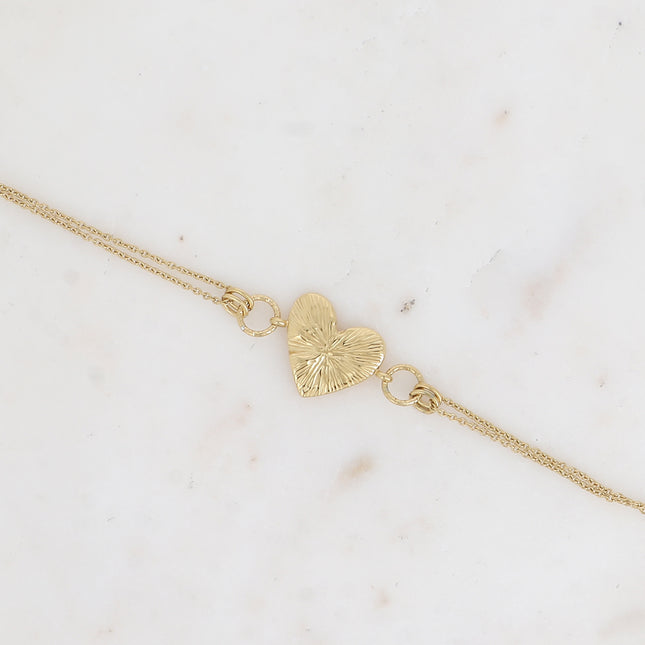 Bracelet - gros coeur aux lignes gravées