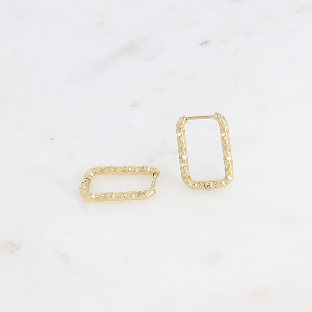 Creoles - rectangular ring with a diamond effect