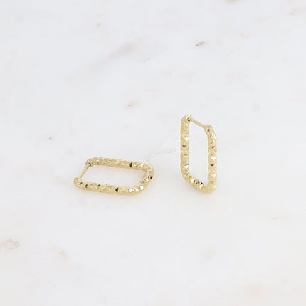 Creoles - rectangular ring with a diamond effect