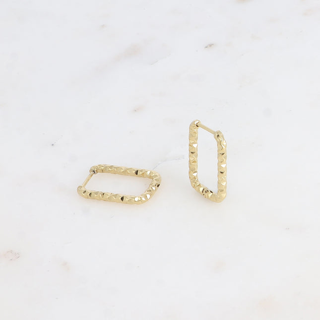 Creoles - rectangular ring with a diamond effect