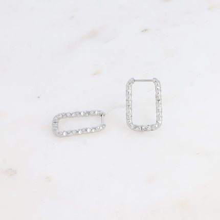 Creoles - rectangular ring with a diamond effect
