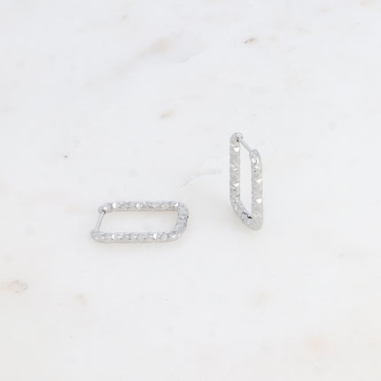 Creoles - rectangular ring with a diamond effect