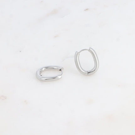 Hoop earrings - thick oval ring 14 x 17 mm