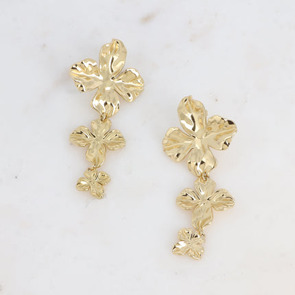 Boucles pendantes Éveline - 3 feuillages texturés