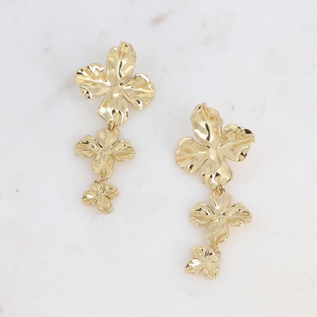 Boucles pendantes Éveline - 3 feuillages texturés