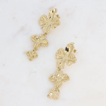 Boucles pendantes Éveline - 3 feuillages texturés