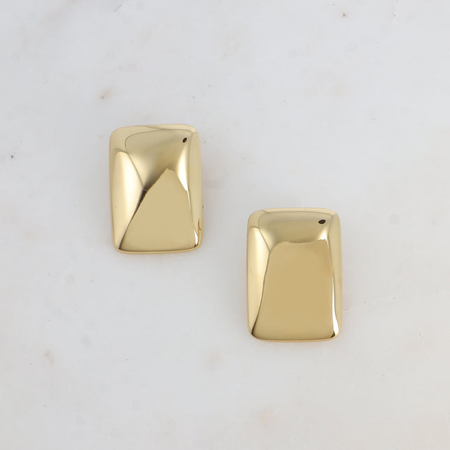 Stud earrings - large smooth rectangular mirror