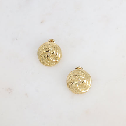 Boucles puces - pièce ronde effet tressage de lignes lisses et torsadées