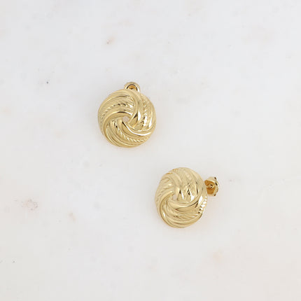 Boucles puces - pièce ronde effet tressage de lignes lisses et torsadées
