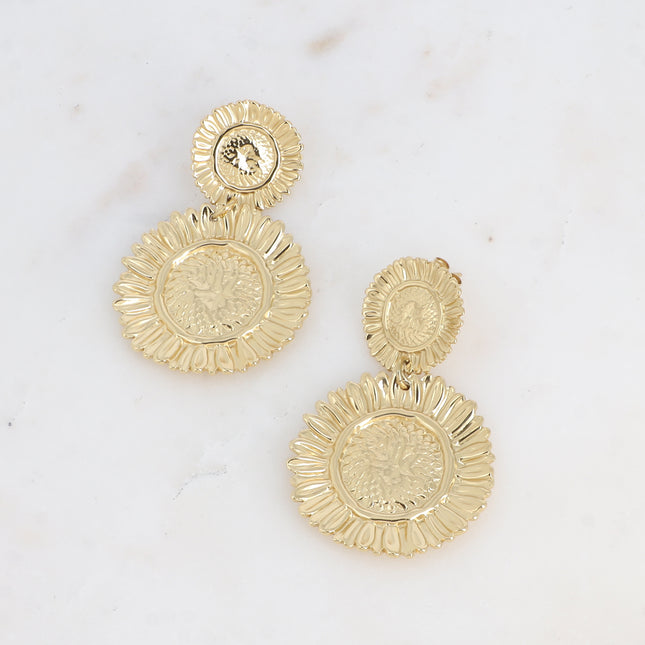 Boucles pendantes Solange - 2 pièces en forme de grosses fleurs