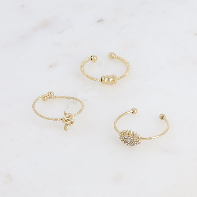 Set de 3 bagues - serpent, 3 boules et oeil