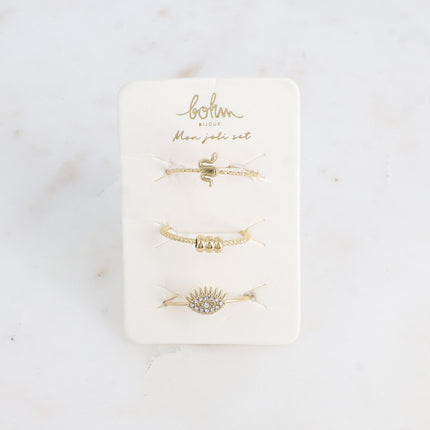 Set de 3 bagues - serpent, 3 boules et oeil
