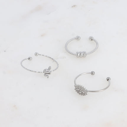 Set de 3 bagues - serpent, 3 boules et oeil