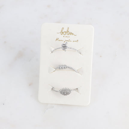 Set de 3 bagues - serpent, 3 boules et oeil