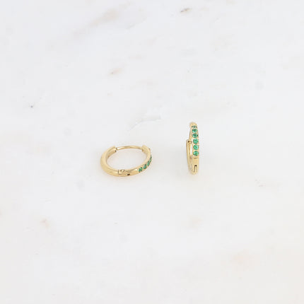 Mini hoop earrings - 6 cubic zirconia stones, 14mm