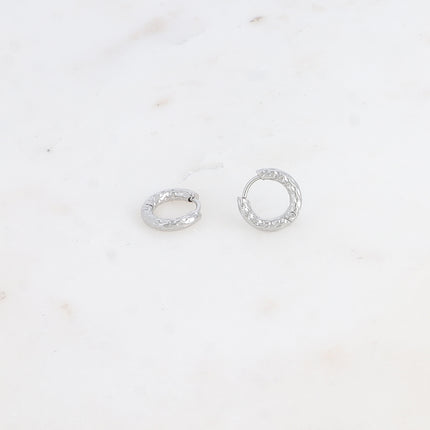 Mini créoles Rachel - martelé style léopard 13mm