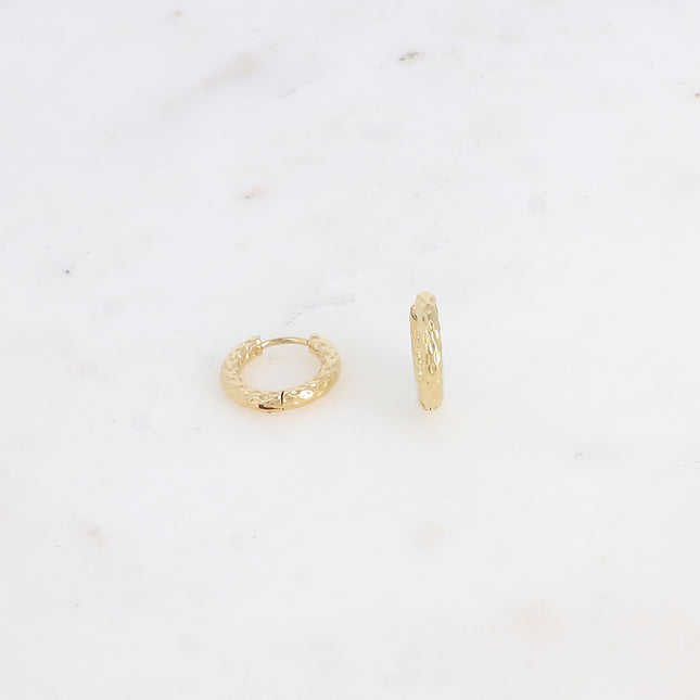 Mini hoop earrings - hammered leopard print style 15mm