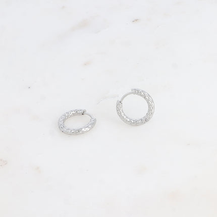 Mini créoles - martelé style léopard 15mm