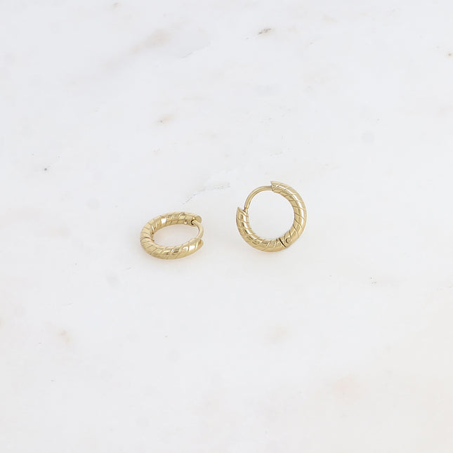 Mini créoles - anneau strié 13mm